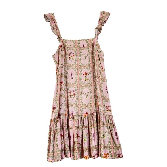 Agua Bendita Dresses & Skirts - Aguabendita pink floral sundress ruffle strap boho soft summer cottagecore M